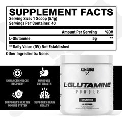 Pure L-Glutamine powder being scooped