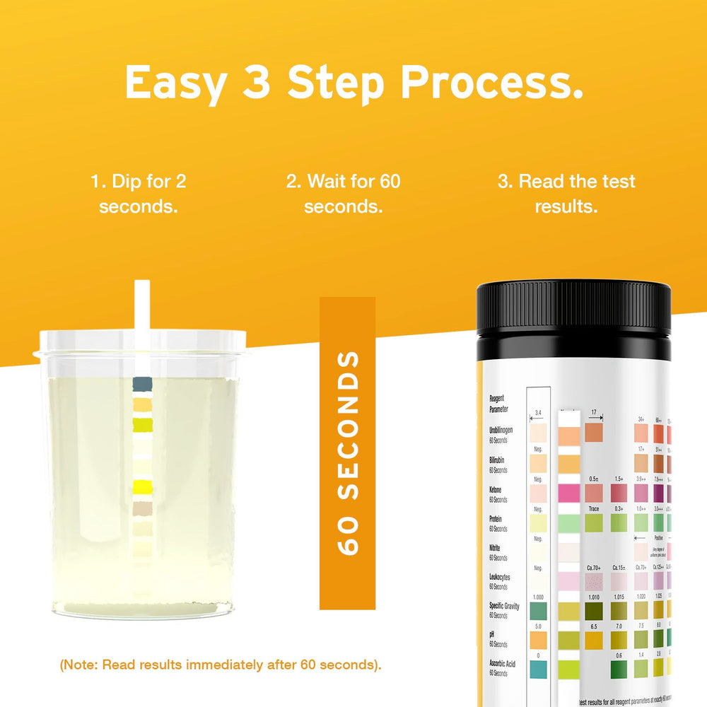 Ketone and ascorbic acid indicators on the strip