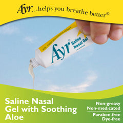 AYR Saline Nasal Gel travel-kit communicates portable dryness relief.