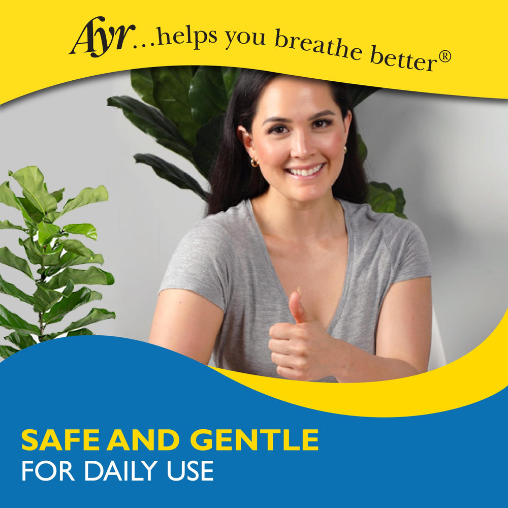 AYR Saline Nasal Mist baby-safe formula for family use.