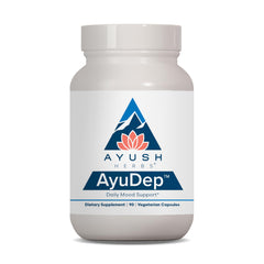 AyuDep saffron and ashwagandha capsules bottle