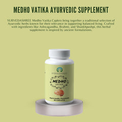 Close-up of AYUREVDASHREE Medho Vatika 60 Caplets bottle