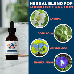 Ingredients: premium organic bacopa, gotu kola, ginkgo, ashwagandha