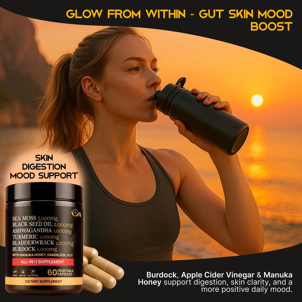 Ingredients: sea moss, burdock root, turmeric and black pepper