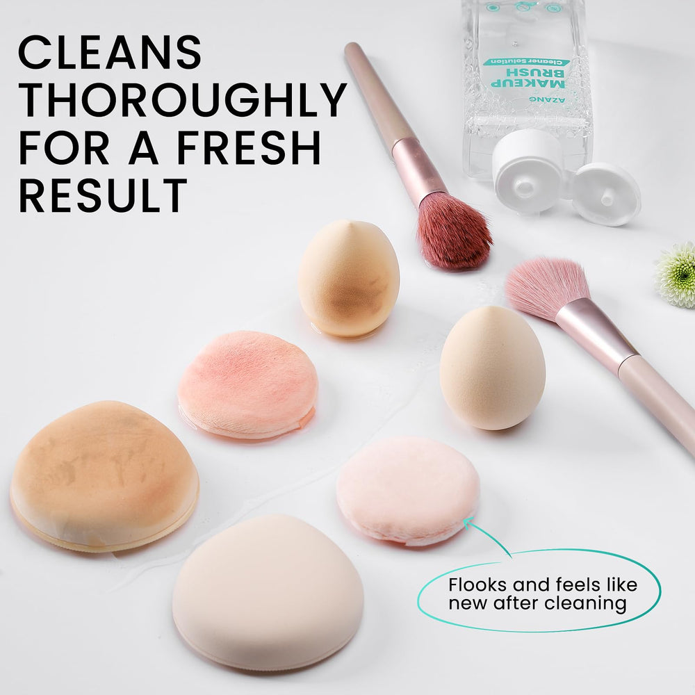 All-in-one cleanser for brushes, sponges, and puffs from Azang.