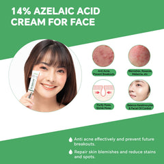 Azelaic acid 14% serum texture close-up shows quick absorption.