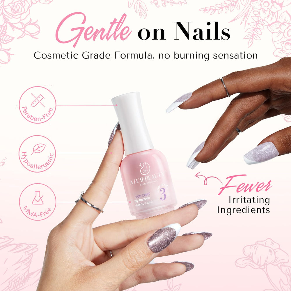 AzureBeauty nail application with dip kit demonstrates a salon-like finish at home.