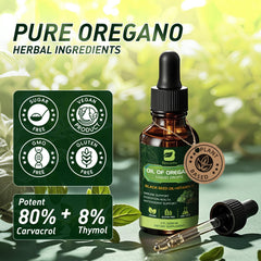 Ingredient list: oregano oil, black seed oil, vitamin E