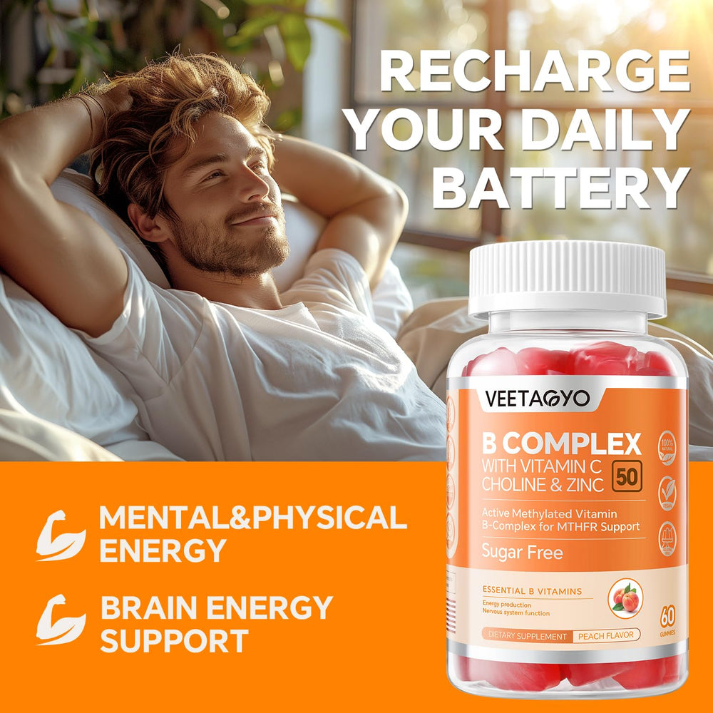 Vegan-friendly B vitamins source illustration for B Complex 50 Gummies