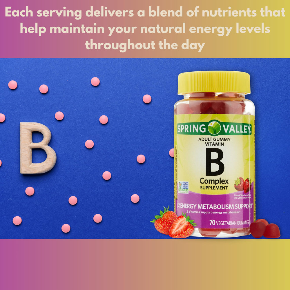 Bottle of B Complex Gummies Strawberry 70 Count