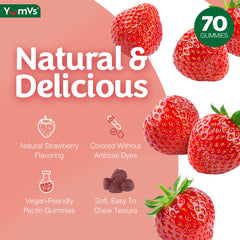 Natural strawberry flavored B Complex Gummies close-up