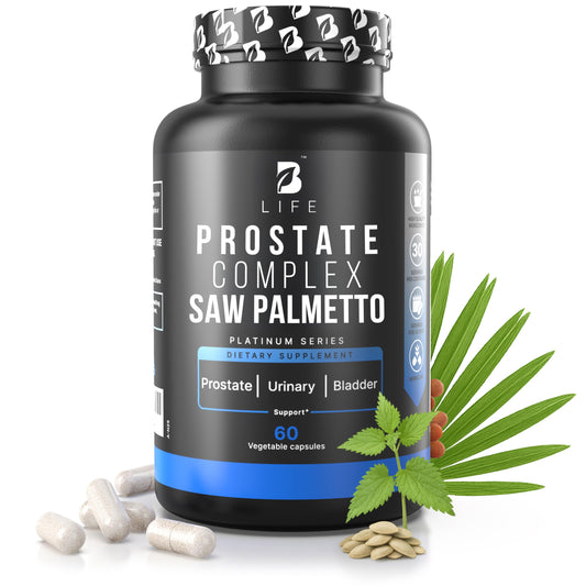 B Life Company Prostate Health Supplements bottle on display