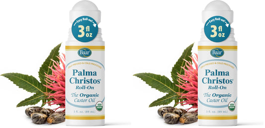 Baar Palma Christos Roll-On Organic Castor Oil 3 oz bottle - 2-pack, front view