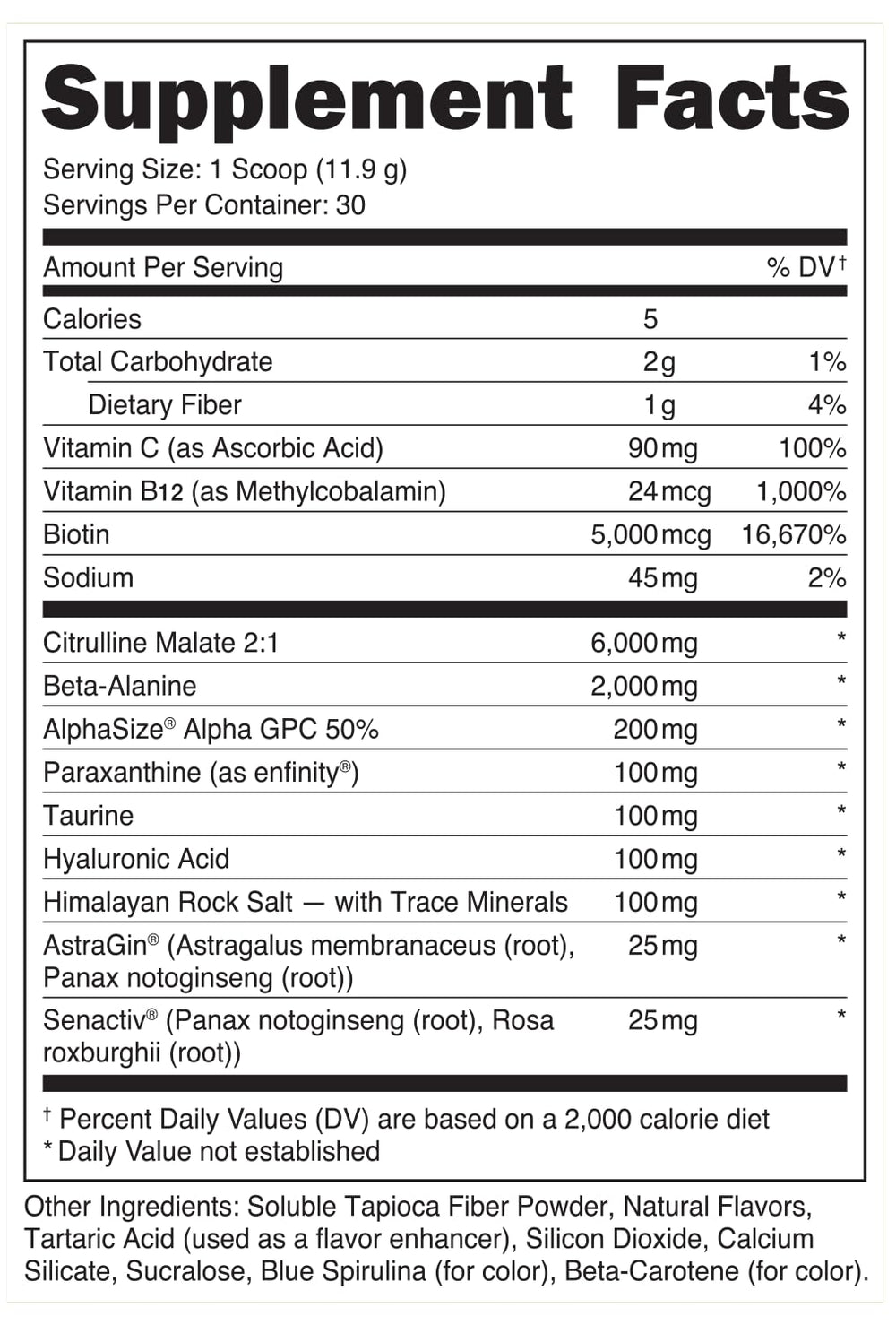 Close-up of Citrulline and Beta-Alanine on Babe Pre Workout label