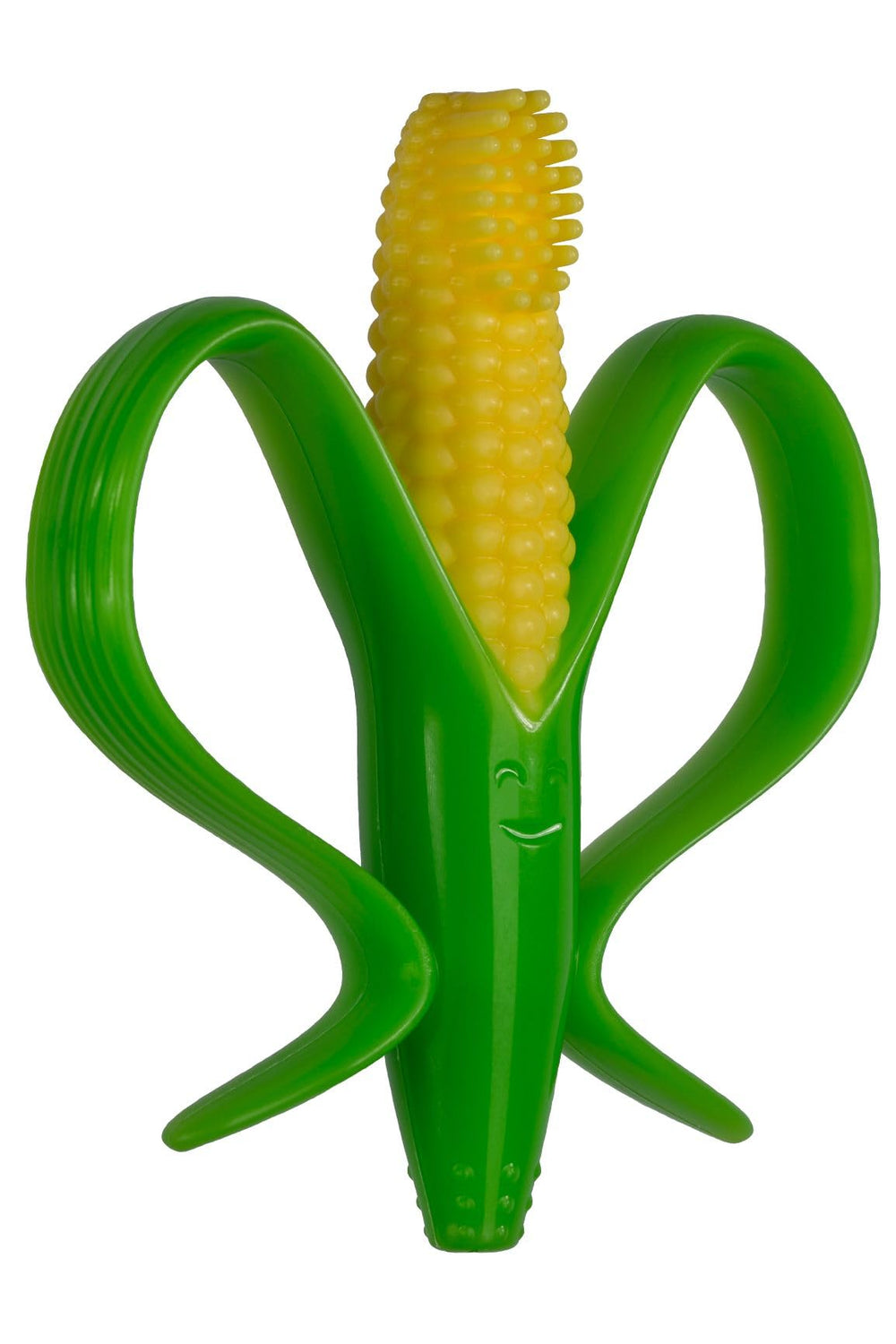 Infant holding Baby Banana Corn Cob Toothbrush