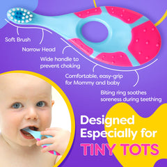 Teething-friendly handle doubles as a chew pad