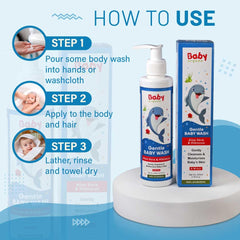 Baby bathing with Babyorgano head-to-toe wash