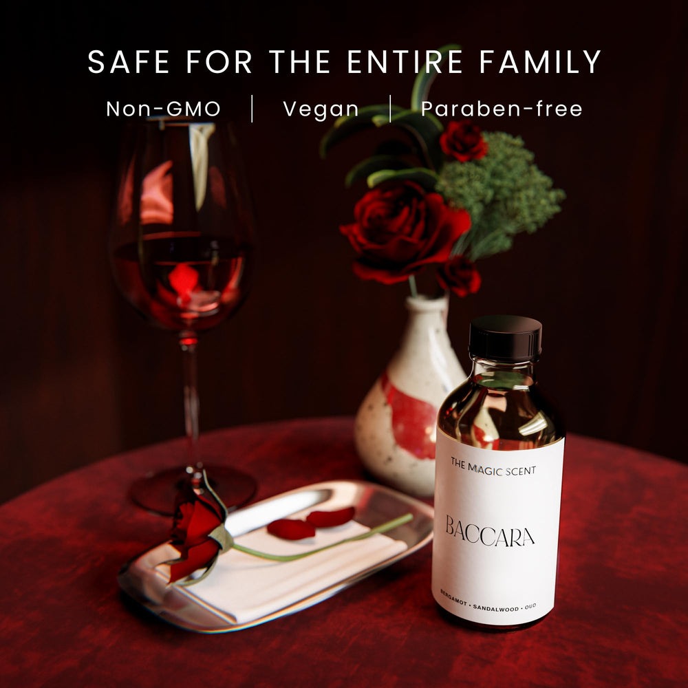 Close-up of Baccara Diffuser Oil label