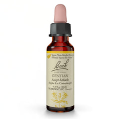 Bach Gentian Non-Alcohol Flower Remedy bottle on pedestal