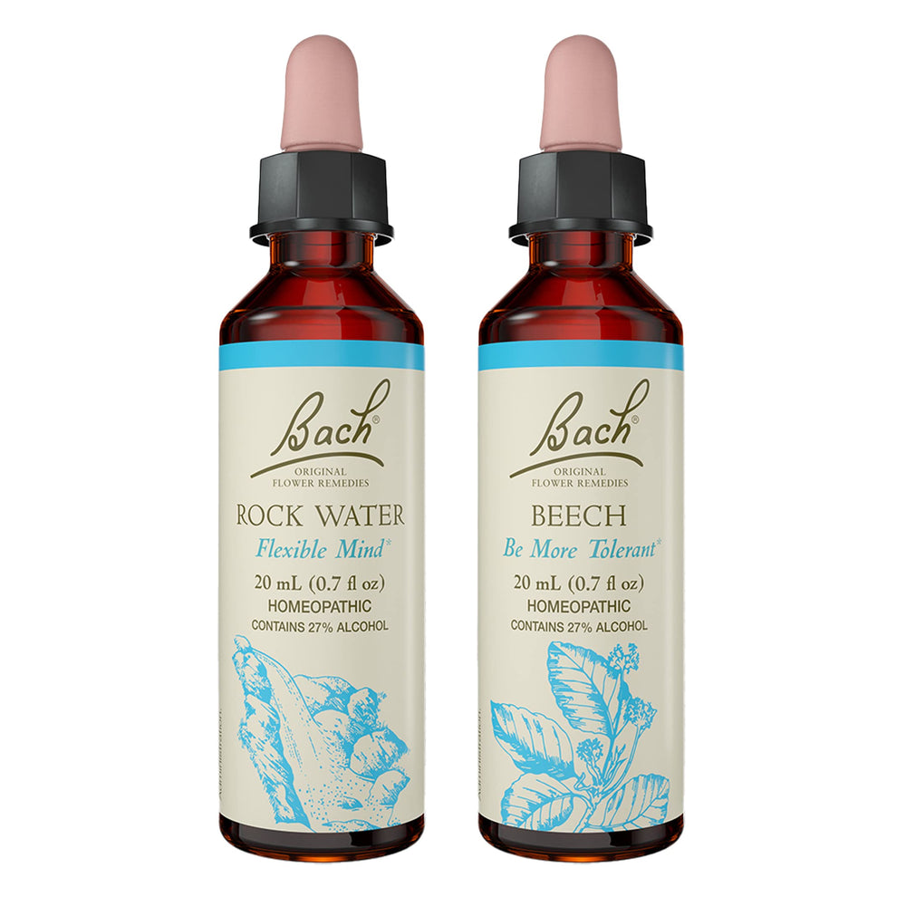 Bach Original Flower Remedies 2-Pack with Beech and Rock Water 20mL dropper bottles