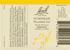 Bach Flower Remedies collection featuring olive and hornbeam essences in 20mL bottles