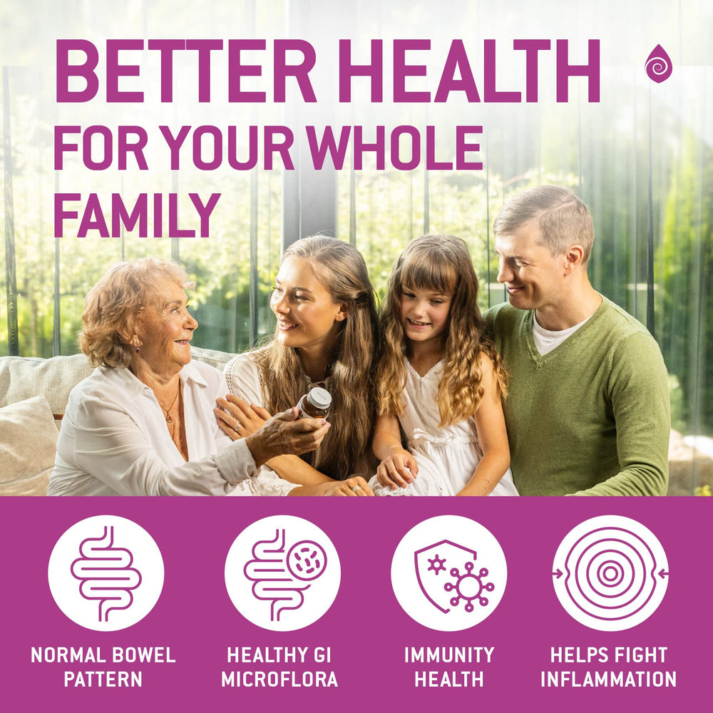 Prebiotic blend with moringa and dandelion root next to probiotic spores
