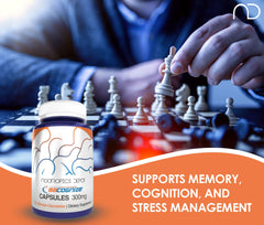 Bacopa Monnieri capsules 300mg with herbal background