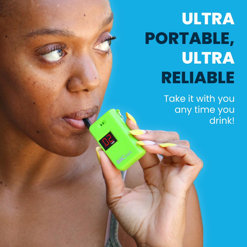 Close-up of fold-out mouthpiece on BACtrack keychain breathalyzer