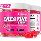 Bageto Creatine Monohydrate Gummies Strawberry 2 bottle front view