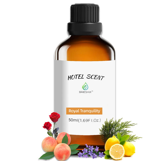 BAIESHIJI Roy Tranquility bottle closeup for hotel-inspired ambiance.