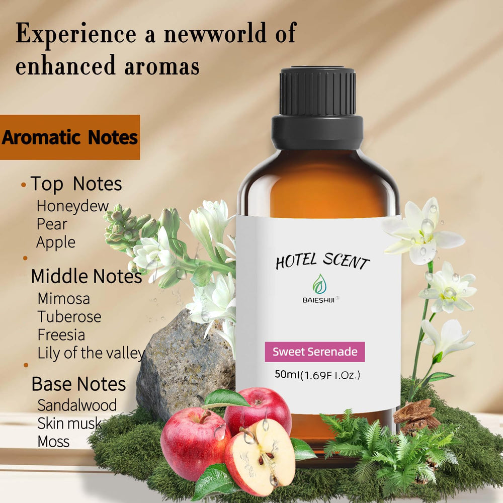 BAIESHIJI Sweet Serenade bottle closeup highlighting premium essential oil for home aroma.