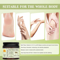 BAISEN DIARY grass-fed tallow application smooths hands and elbows.