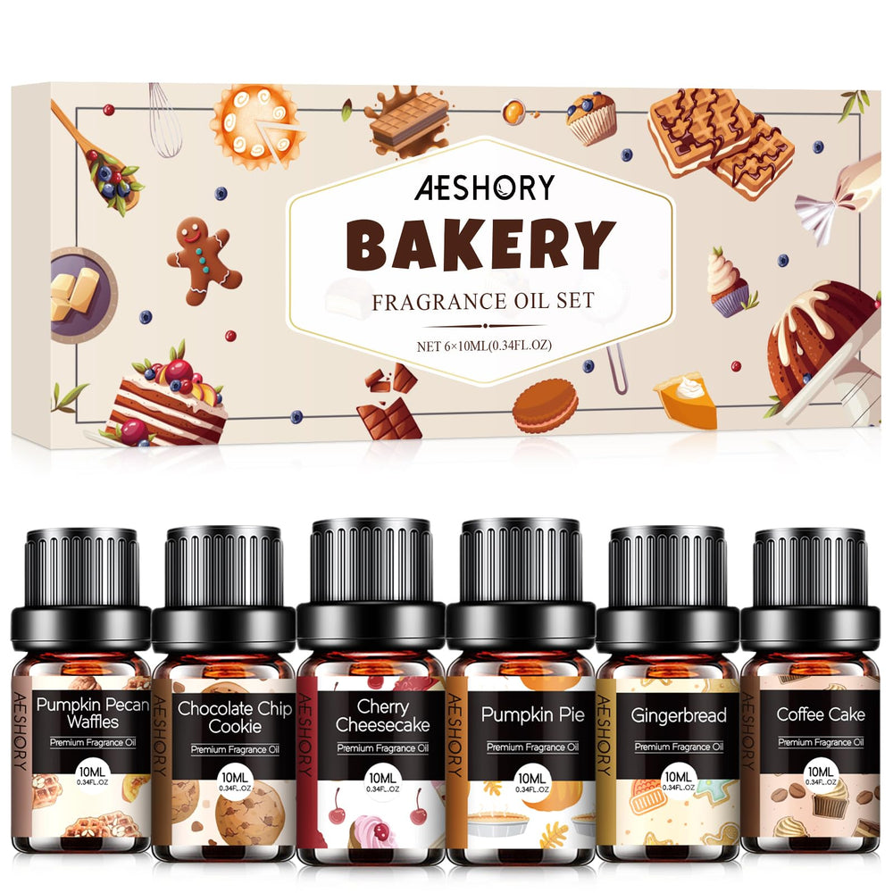 Bakery Essential Oils Set 6x10ml bottles displayed