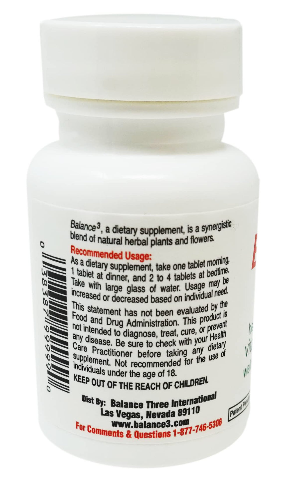 Balance 3 bottle with packaging