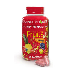 Balance of Nature Fruits supplement bottle on white background