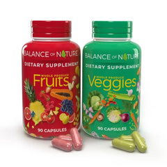 Front view of Balance of Nature Fruits supplement bottle