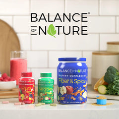 Close-up of Balance of Nature fruits supplement ingredients