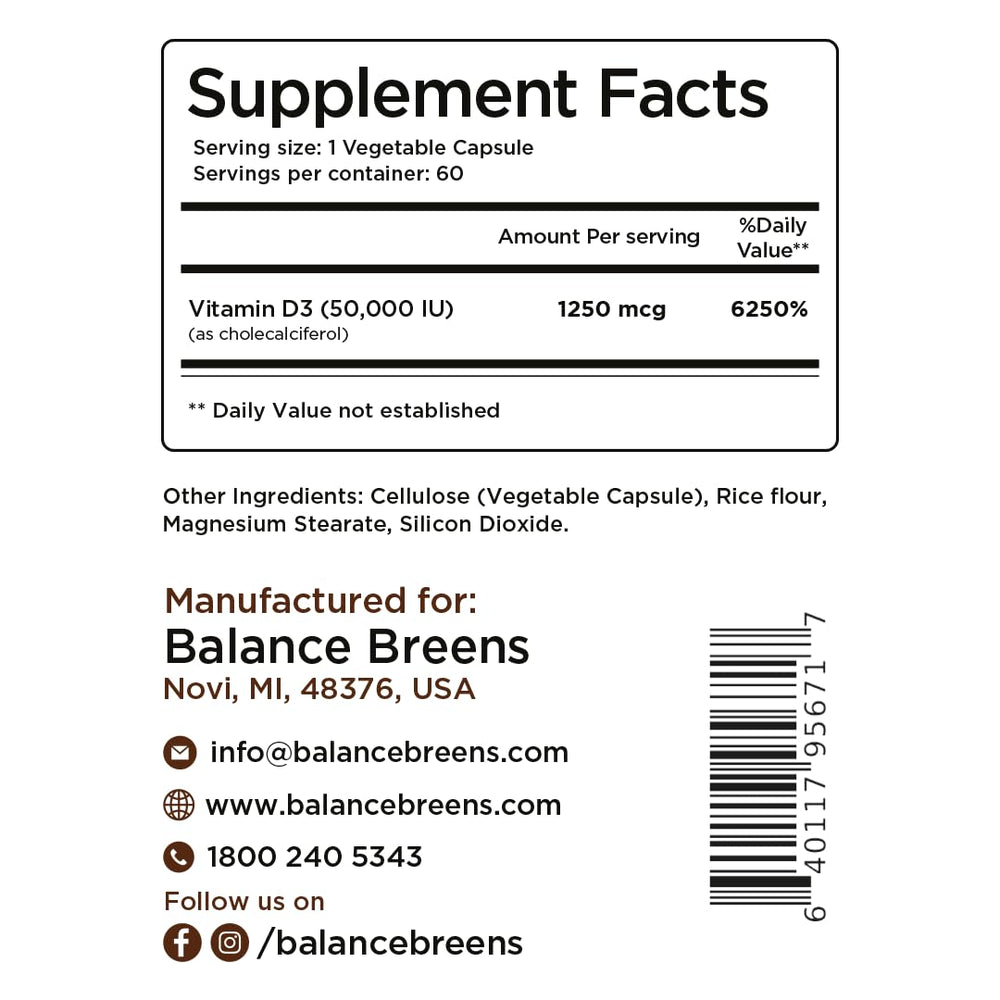 Weekly dosage instruction for Balancebreens Vitamin D3 50,000 IU