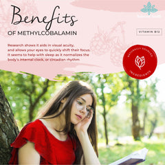 Product label displaying Balanced Health B12 1000 mcg Raspberry