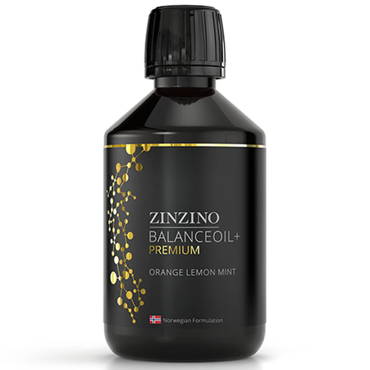 Front view of Zinzino BalanceOil+ Premium 300ml bottle