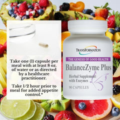 Illustration of BalanceZyme Plus ingredients including enzyme blend and Garcinia Cambogia