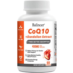 Balincer CoQ10 bottle label showing 400mg and 60 veggie capsules