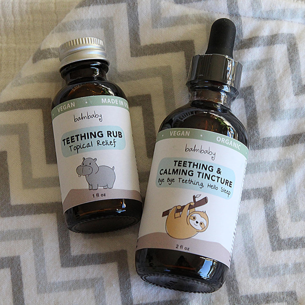 Product label for Balm Baby Teething Tincture