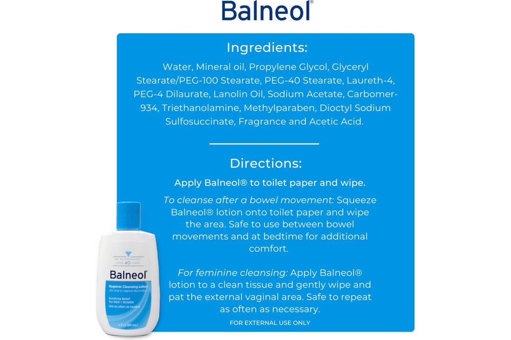 Balneol anal vaginal comfort use case illustrates discreet, non-irritating cleansing.