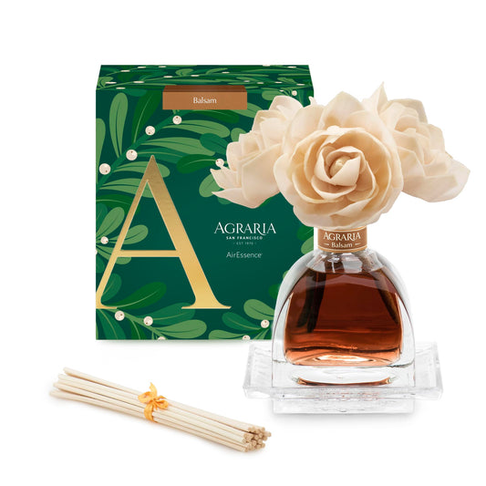 Balsam Holiday AirEssence Diffuser 7.4oz with three handcrafted sola flowers