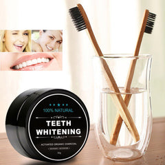 Bamboo toothbrush with charcoal whitening powder