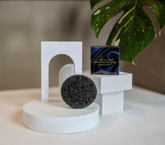 Bamboo Charcoal Cleansing Sponge pack back shows material details and eco-friendly composition.
