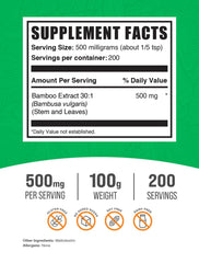Bottle label for BulkSupplements Bamboo Extract Powder