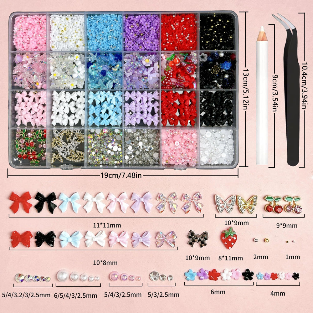 BANA ART strawberry and cherry charm set adds playful accents to any manicure.