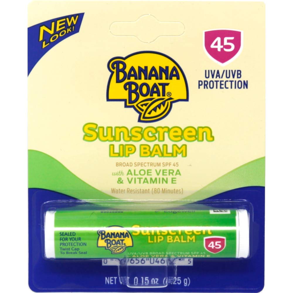 Banana Boat Aloe Vera lip balm SPF 45 value pack front view with sun protection